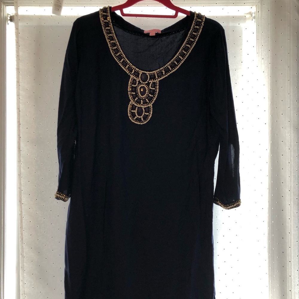 LILLY PULITZER navy and jewled cover up
